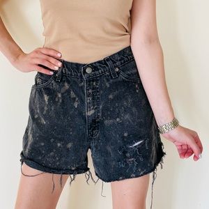 Vintage Levi’s denim tie dye black shorts high waisted distressed